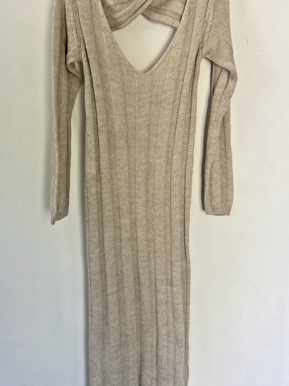 Free People Beach beige Backless Ribbed Knit Dress - Picture 3 of 10